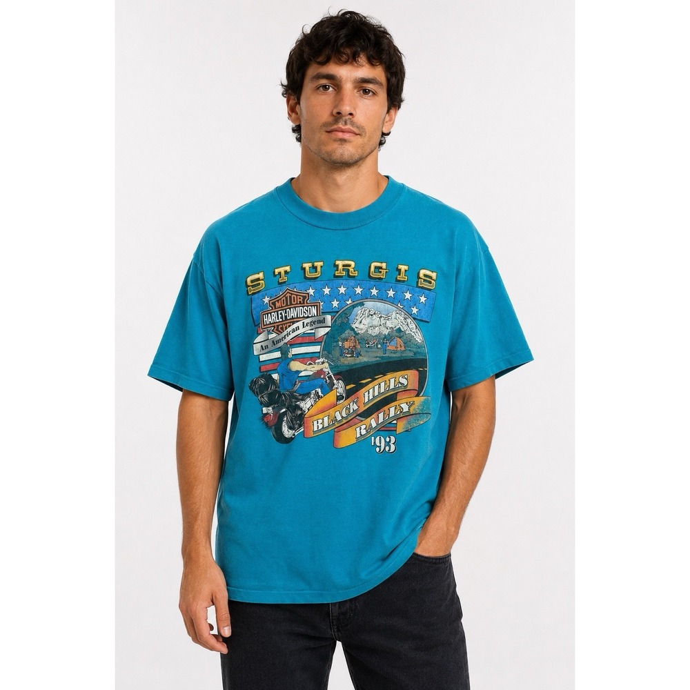 Vintage 1993 Harley Davidson Sturgis Rally Double Sided T Shirt XL USA